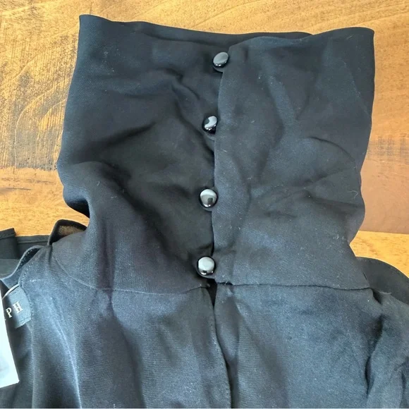 New Ralph Lauren black label Silk black top halter neck rufle sleeveless - Picture 6 of 10